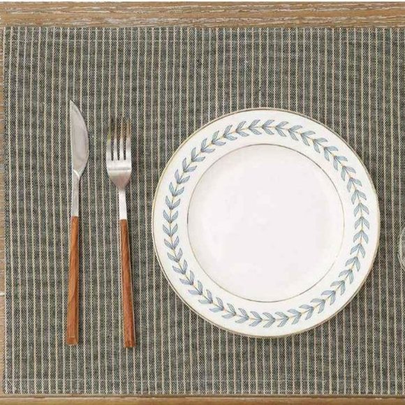 4pc Placemat Set Gray Striped Rustic Linen Reuseable Washable Eco-Friendly New - Picture 2 of 6